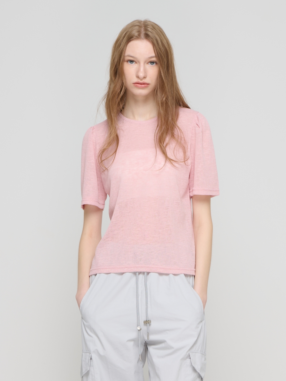 큐티 린넨 라운드 티셔츠 (핑크)